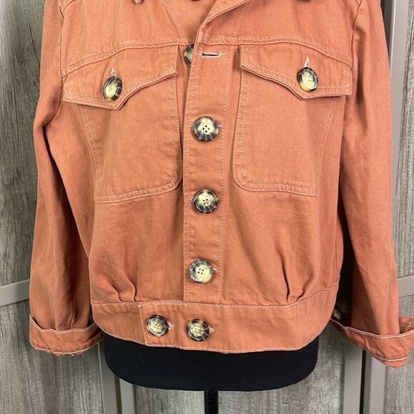 Free People Eisenhower terra cotta denim cropped jacket women's S - Picture 4 of 11